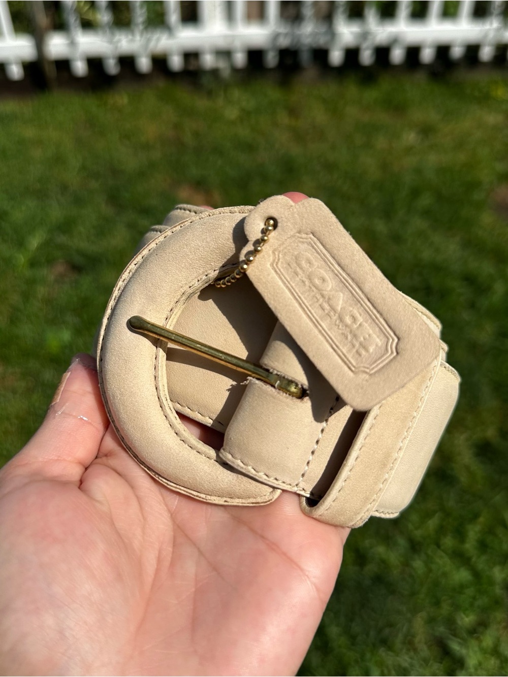 Rare Vintage Leather Coach Horseshoe Belt 3900 Bone Including Hangtag